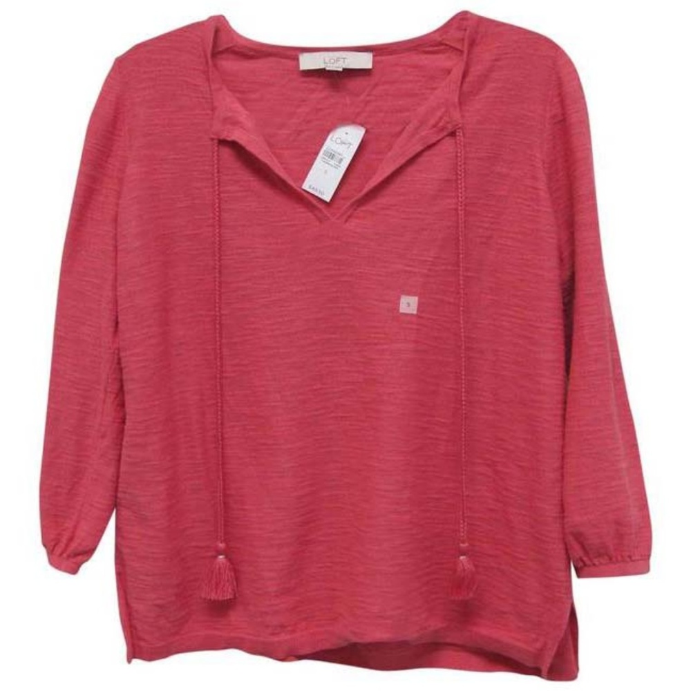 Ann Taylor LOFT Tasseled Split Neck Sweater Size S